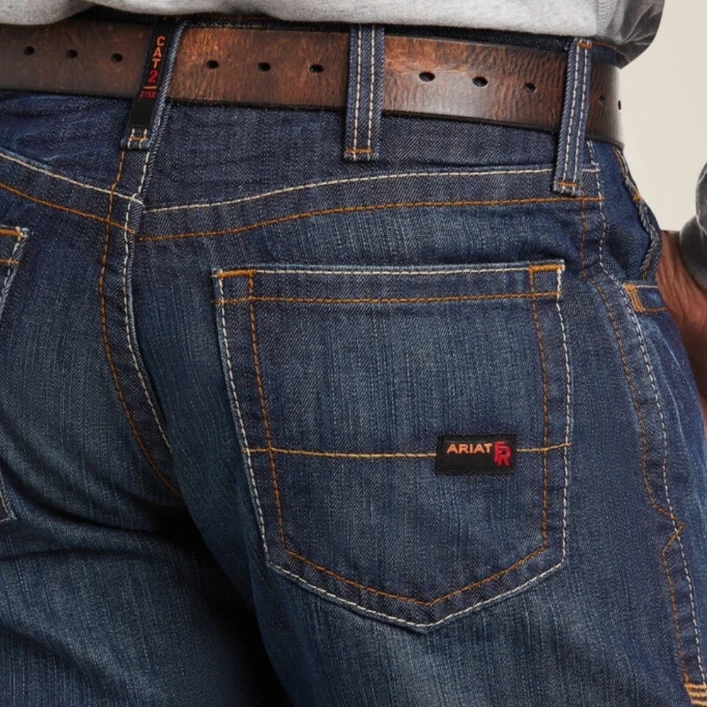 NWT Ariat Men's FR M3 Loose Fit Straight Leg Jeans in a Dark Wash | Size 34x34